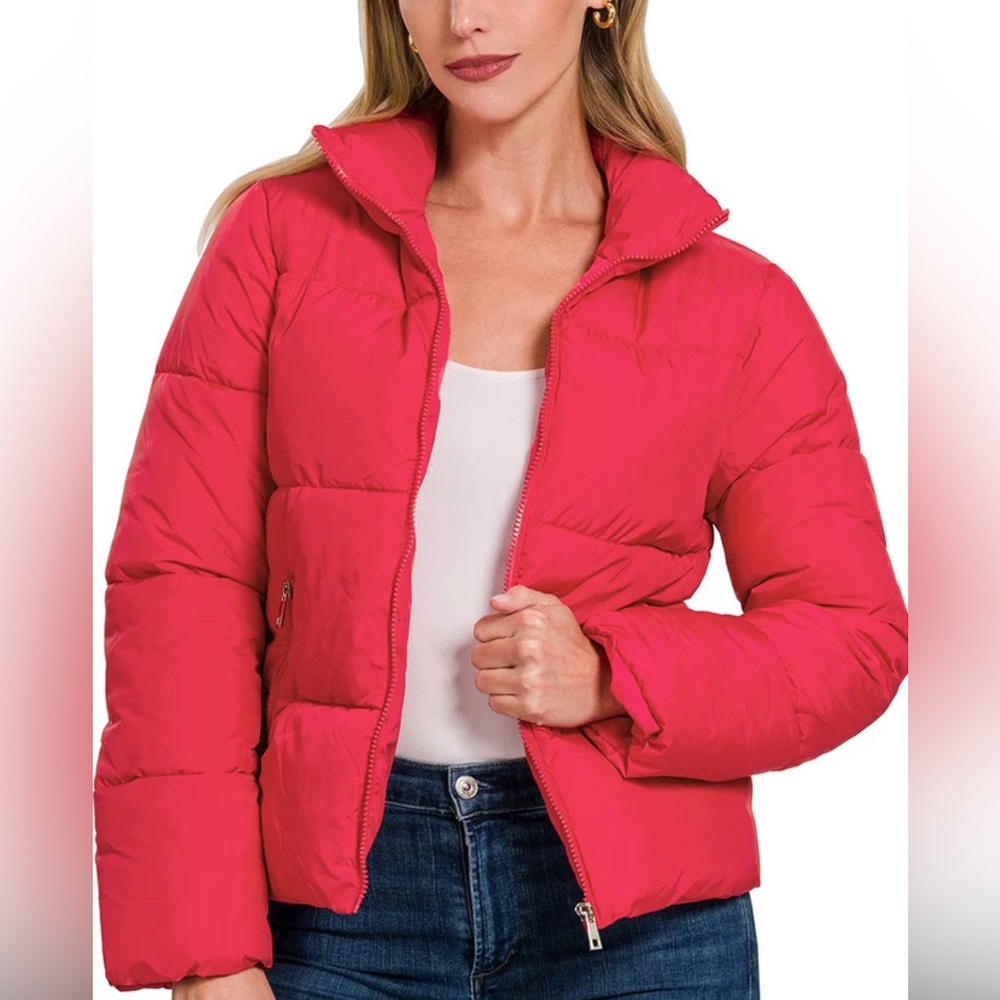 S PUFFER JACKET in Red NWOT